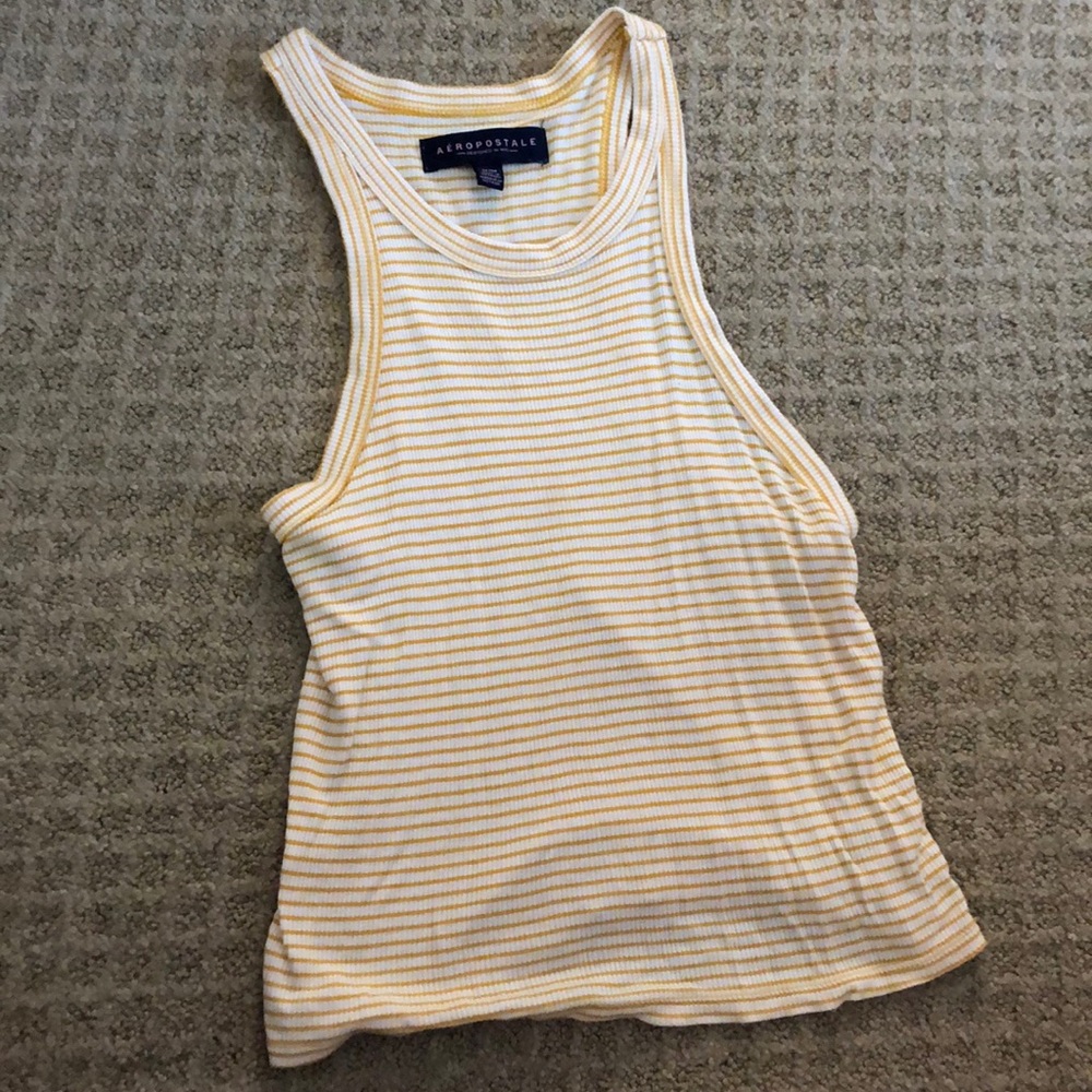 Yellow cropped tank top, stripped, size M